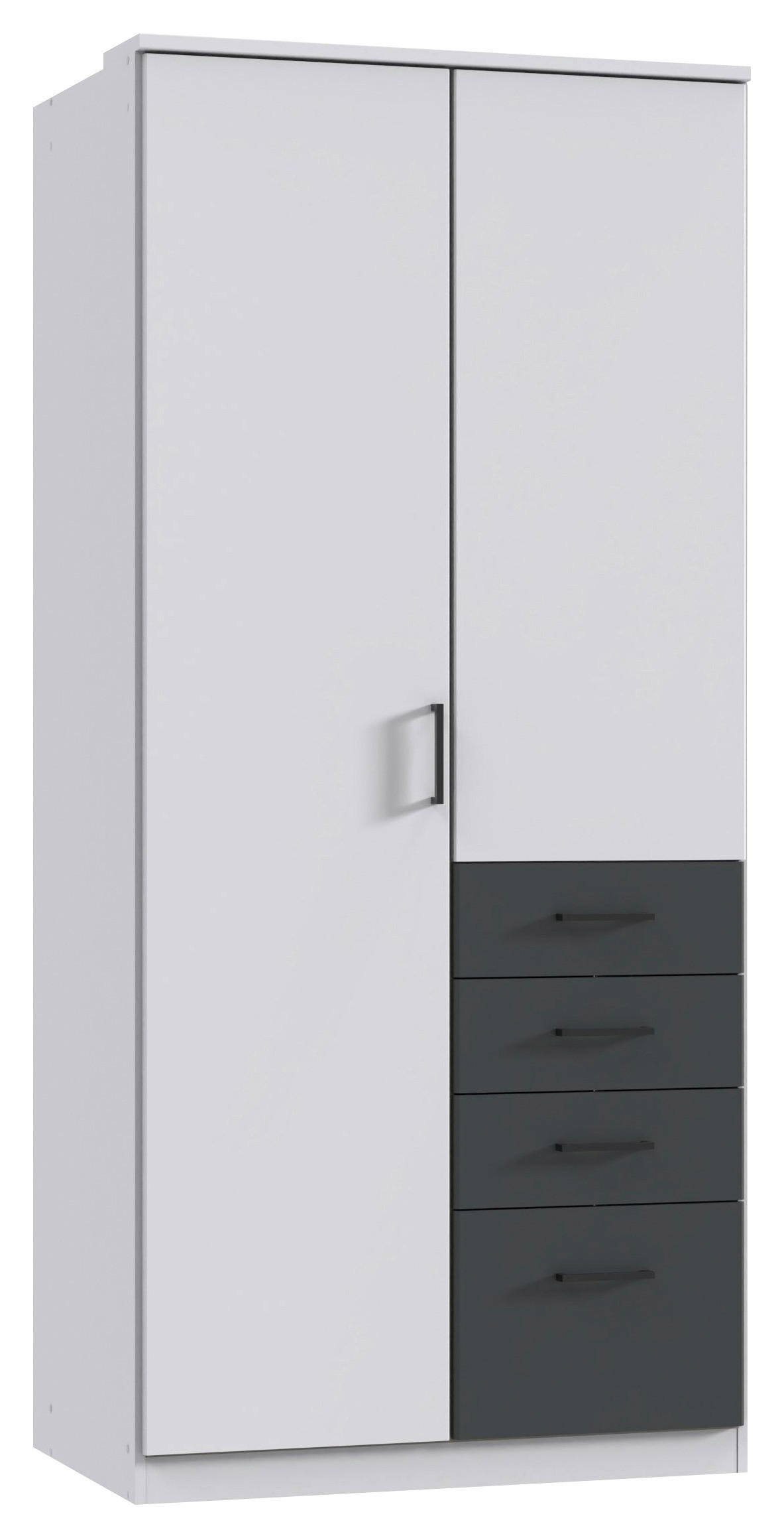 GARDEROB 90/199/58 cm 2-dörrar - vit/grafitfärgad, Klassisk, trämaterial/plast (90/199/58cm) - Boxxx