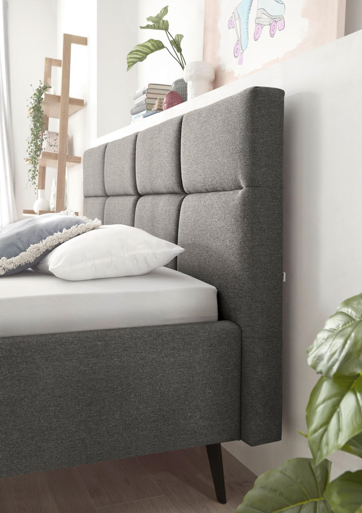POLSTERBETT 140/200 cm  in Anthrazit  - Anthrazit/Schwarz, KONVENTIONELL, Textil/Metall (140/200cm) - SetOne by Musterring