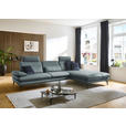 ECKSOFA in Echtleder Blaugrau  308/195 cm  - Blaugrau/Schwarz, Design, Leder/Metall (308/195cm) - Dieter Knoll