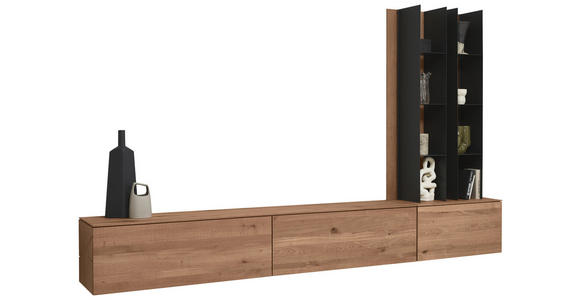 WOHNWAND in Anthrazit, Eichefarben 285/205/39 cm - Eichefarben/Anthrazit, Natur, Holz/Metall (285/205/39cm) - Valnatura