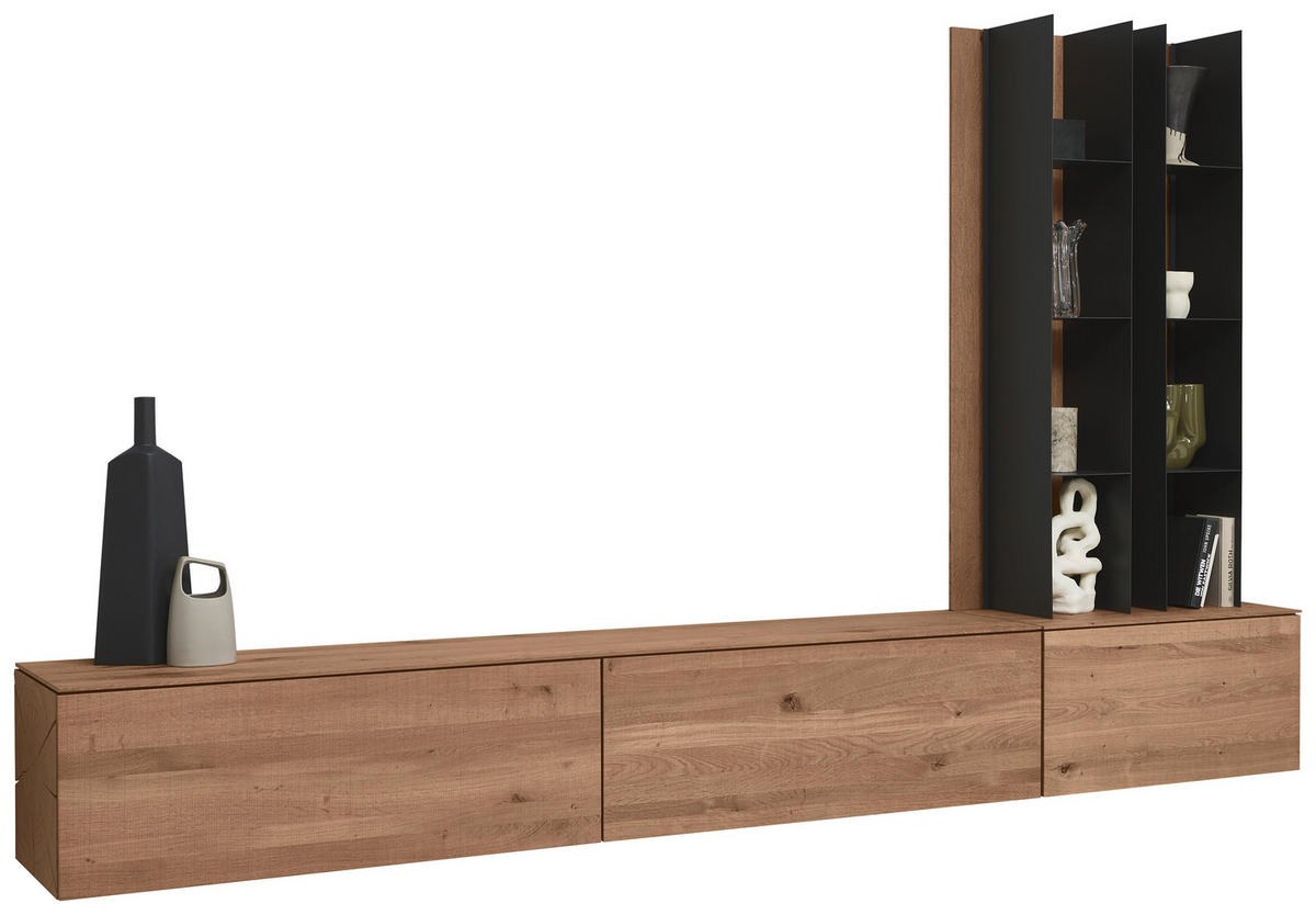 WOHNWAND  in Anthrazit, Eichefarben 285/205/39 cm  - Eichefarben/Anthrazit, Natur, Holz/Metall (285/205/39cm) - Valnatura