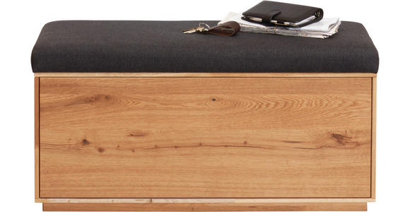 GARDEROBENBANK 90/45/38 cm - Eichefarben/Anthrazit, Natur, Holz/Textil (90/45/38cm) - Waldwelt