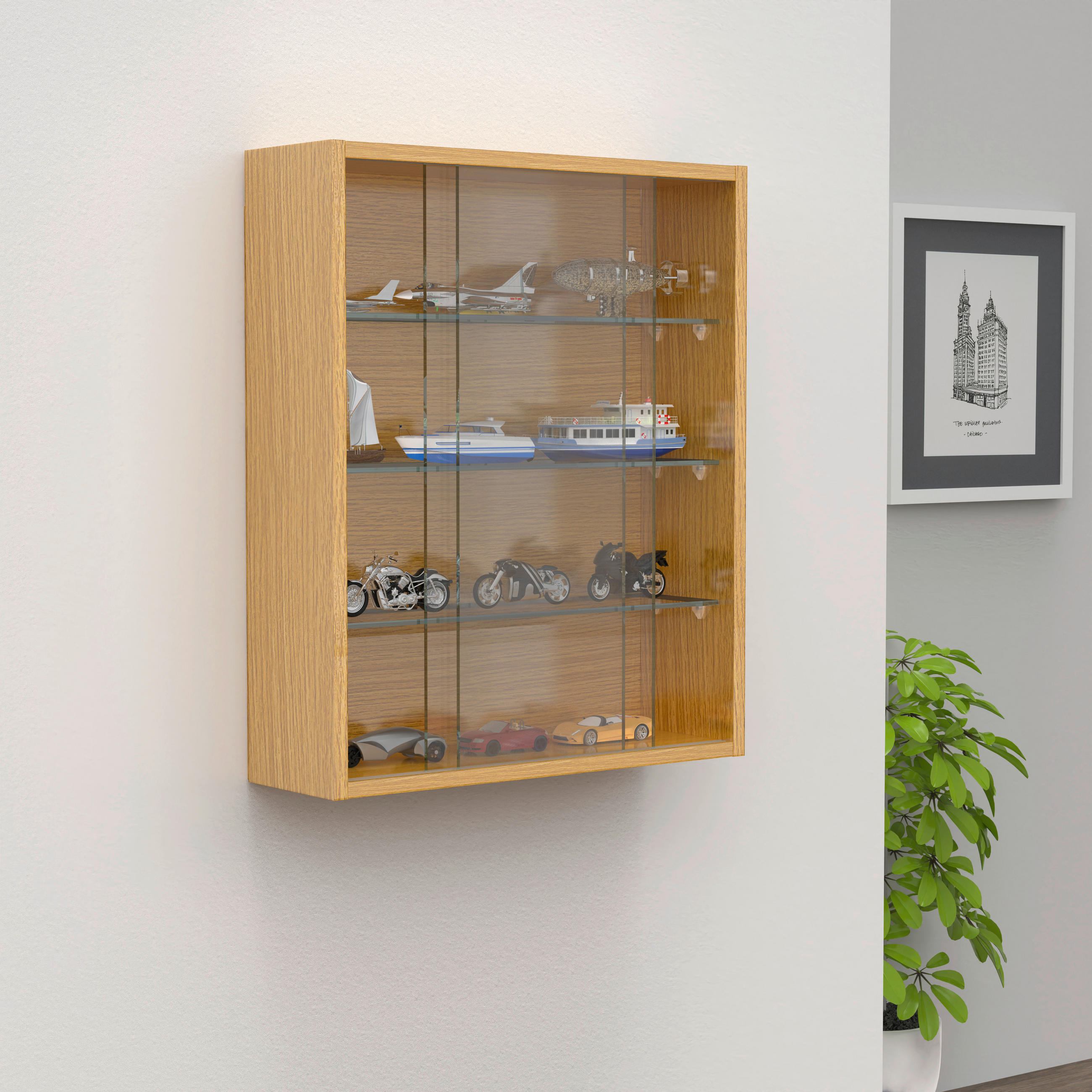 HÄNGEVITRINE in Honigeiche  - Honigeiche, Design, Glas/Holzwerkstoff (50/60/15cm) - MID.YOU