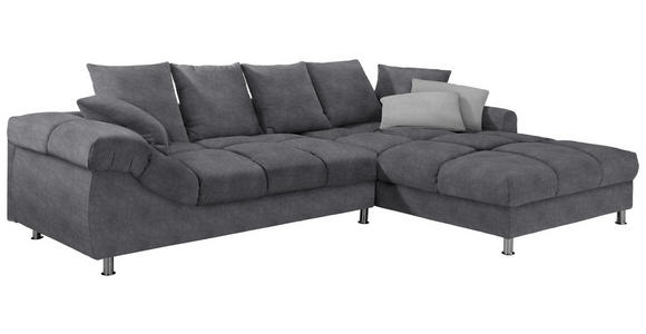 ECKSOFA Dunkelgrau Webstoff - Dunkelgrau/Silberfarben, Design, Textil/Metall (337/228cm) - Carryhome