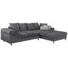 ECKSOFA Dunkelgrau Webstoff  - Dunkelgrau/Silberfarben, Design, Textil/Metall (337/228cm) - Carryhome