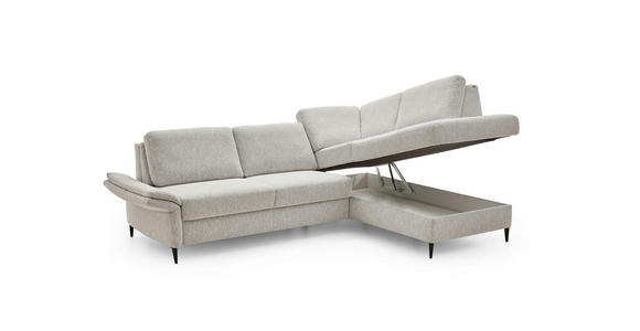 ECKSOFA  in Webstoff Ecru  - Ecru/Schwarz, KONVENTIONELL, Textil/Metall (277/201cm) - Dieter Knoll