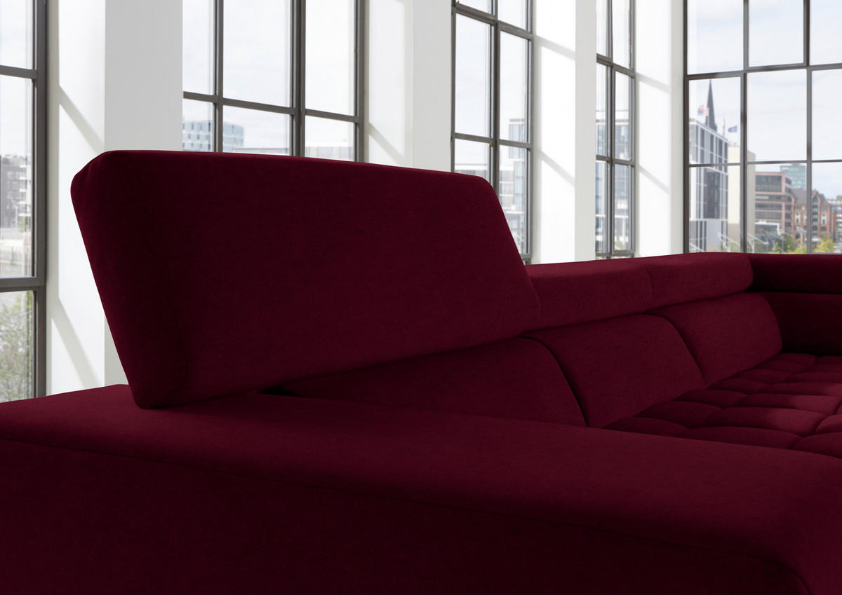 ECKSOFA in Mikrofaser Beere  222/326 cm  - Chromfarben/Beere, Design, Textil/Metall (222/326cm) - Beldomo Speed