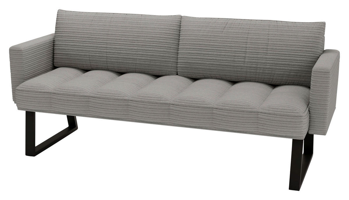 SITZBANK 200/88/69 cm Struktur Grau Metall  - Schwarz/Grau, Design, Textil/Metall (200/88/69cm) - Valdera