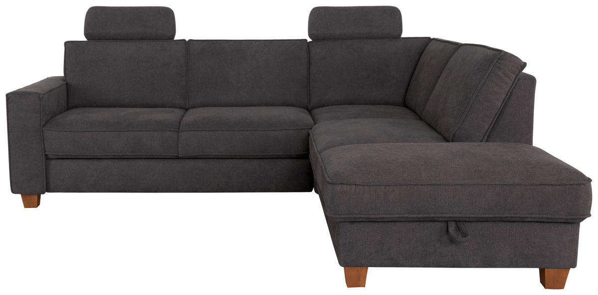 ECKSOFA in Flachgewebe Dunkelgrau  - Eichefarben/Dunkelgrau, Konventionell, Holz/Textil (236/213cm) - Sit & More