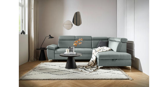 ECKSOFA in Mikrofaser Mintgrün  - Chromfarben/Mintgrün, KONVENTIONELL, Textil/Metall (271/206cm) - Carryhome