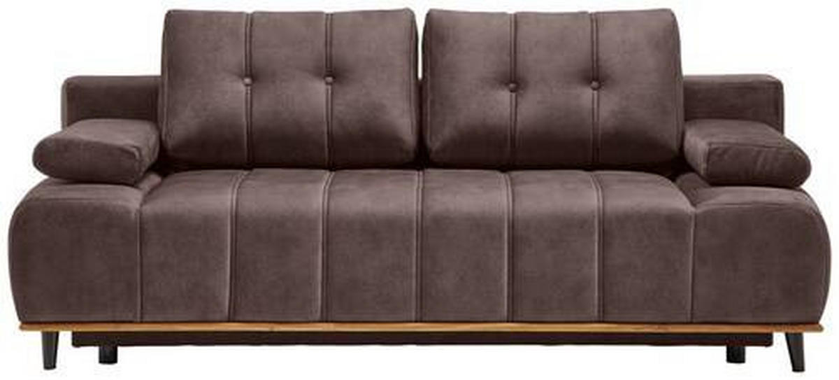 SCHLAFSOFA Webstoff Braun  - Schwarz/Braun, Design, Holz/Textil (206/77-87/102cm) - Novel