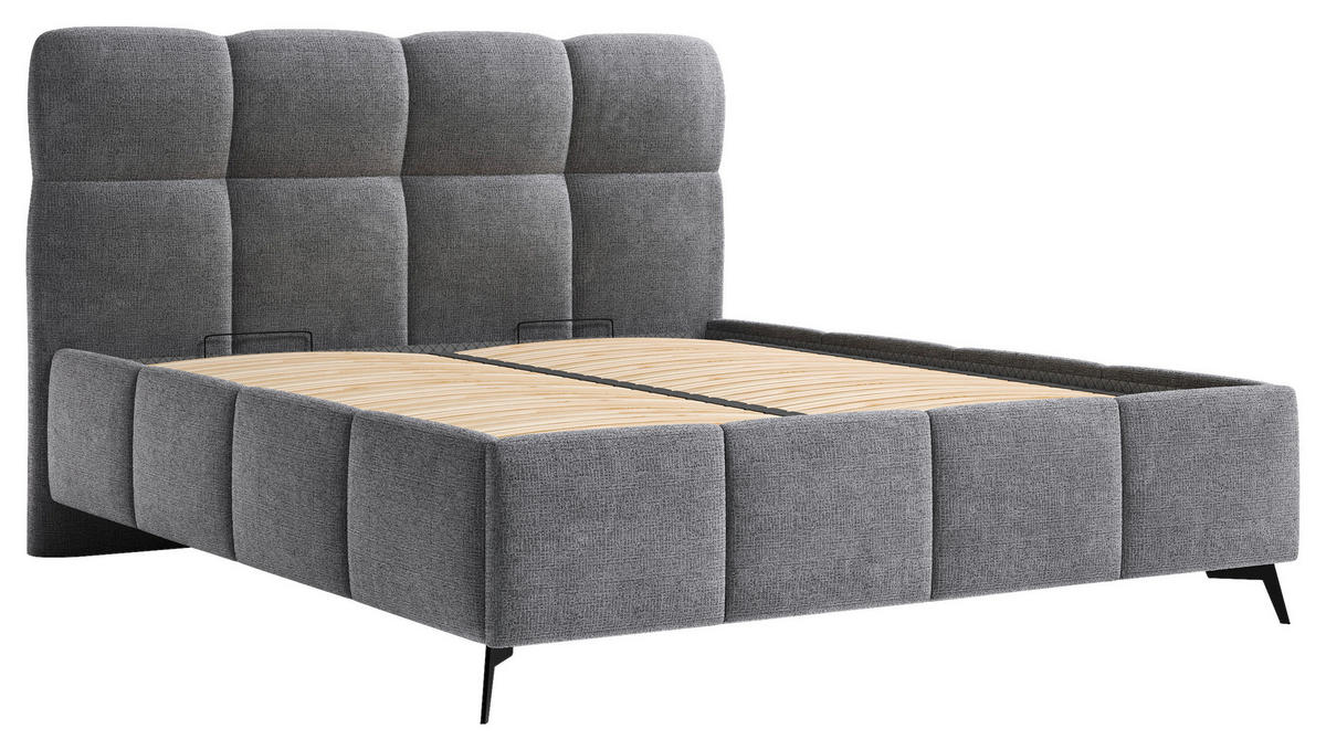 POLSTERBETT 140/200 cm,  in Anthrazit, gepolstertes Kopfteil, Lattenrost,  - Anthrazit/Schwarz, Design, Holz/Textil (140/200cm) - Chameo
