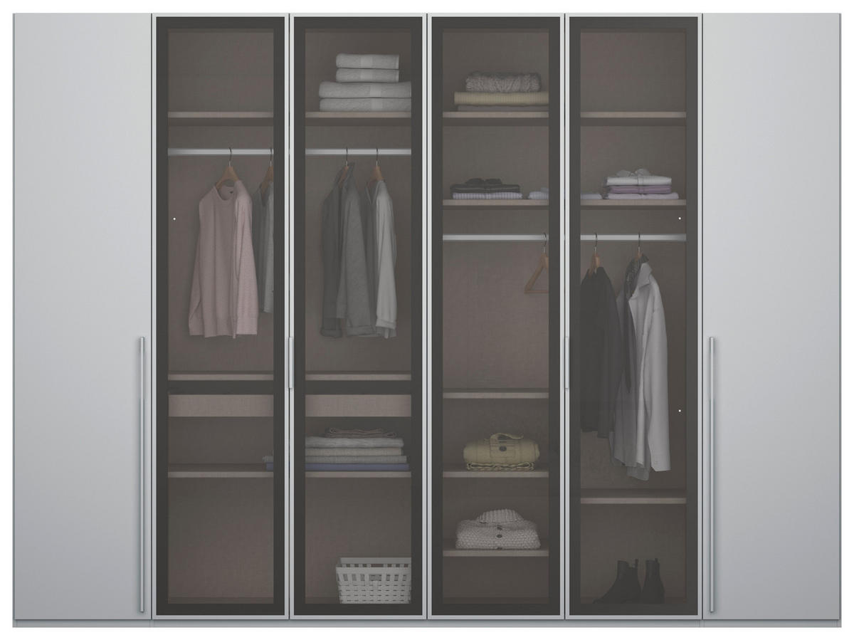 DREHTÜRENSCHRANK  in Grau, Hellgrau  - Hellgrau/Grau, Trend, Glas/Holzwerkstoff (301/223/60cm) - Novel