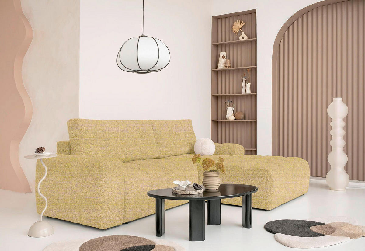 ECKSOFA  in Gelb  268/184 cm  - Gelb/Schwarz, Design, Kunststoff/Textil (268/184cm) - MID.YOU