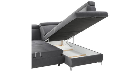 ECKSOFA Dunkelgrau Mikrofaser - Dunkelgrau, KONVENTIONELL, Textil/Metall (271/206cm) - Carryhome