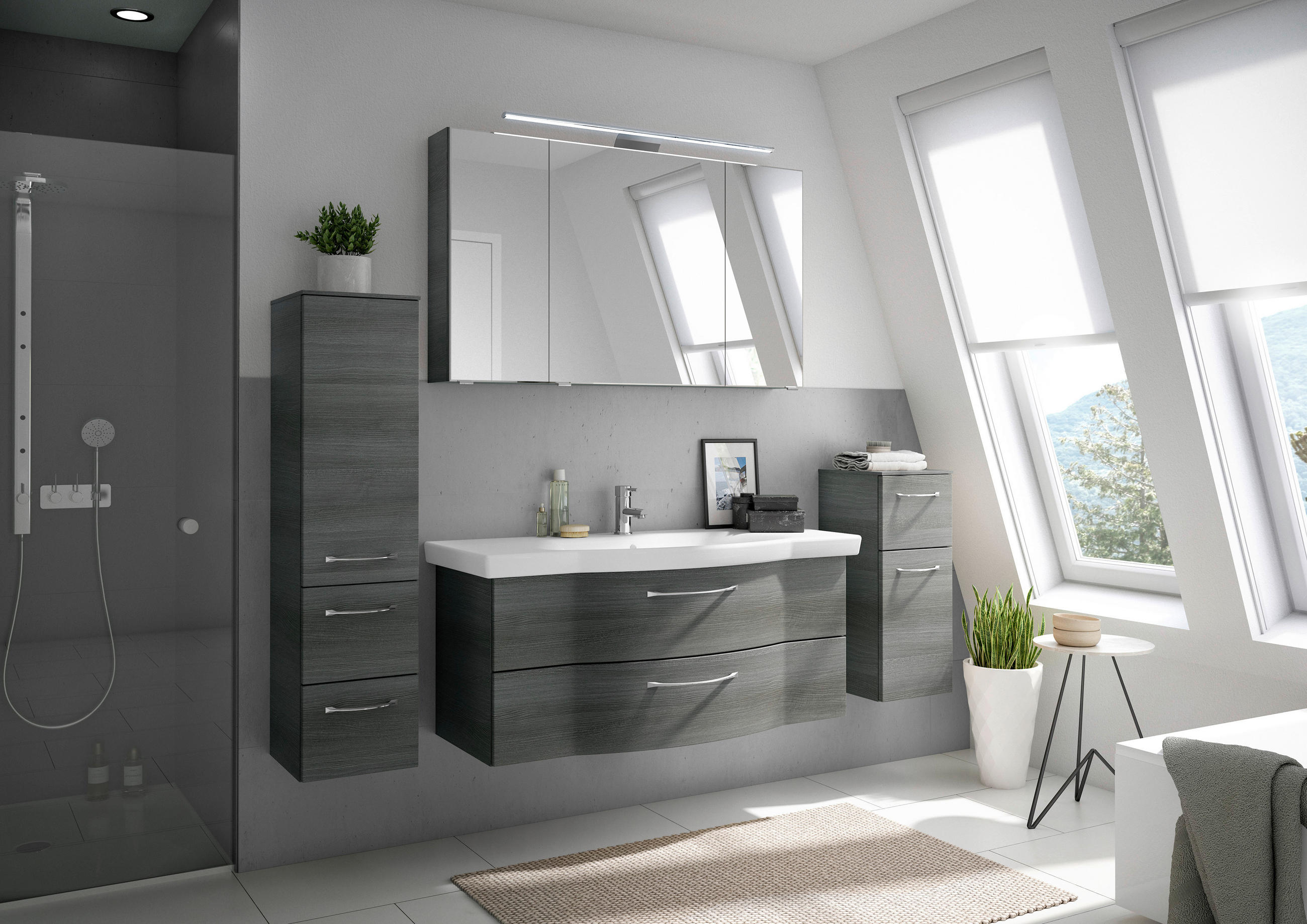 BADEZIMMER 5-teilig in 182 cm - Chromfarben/Graphitfarben, KONVENTIONELL, Glas/Keramik (182cm) - Pelipal