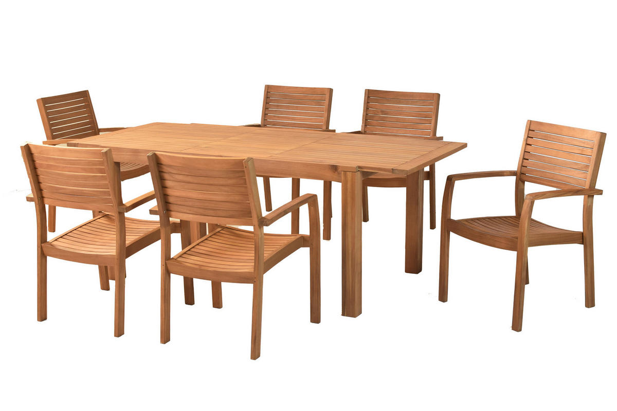 GARTENTISCHGRUPPE  - Akaziefarben, KONVENTIONELL, Holz - Gardenson