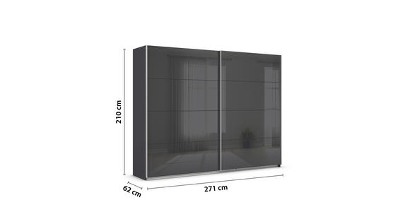 SCHWEBETÜRENSCHRANK  in Grau  - Alufarben/Grau, KONVENTIONELL, Glas/Holzwerkstoff (271/210/62cm) - Xora