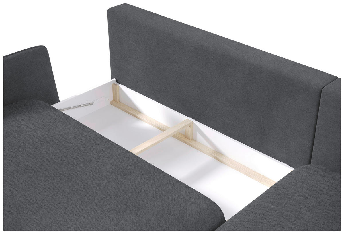 ECKSOFA in Velours Dunkelgrau  - Dunkelgrau/Schwarz, Design, Holz/Textil (260/167cm) - Welnova