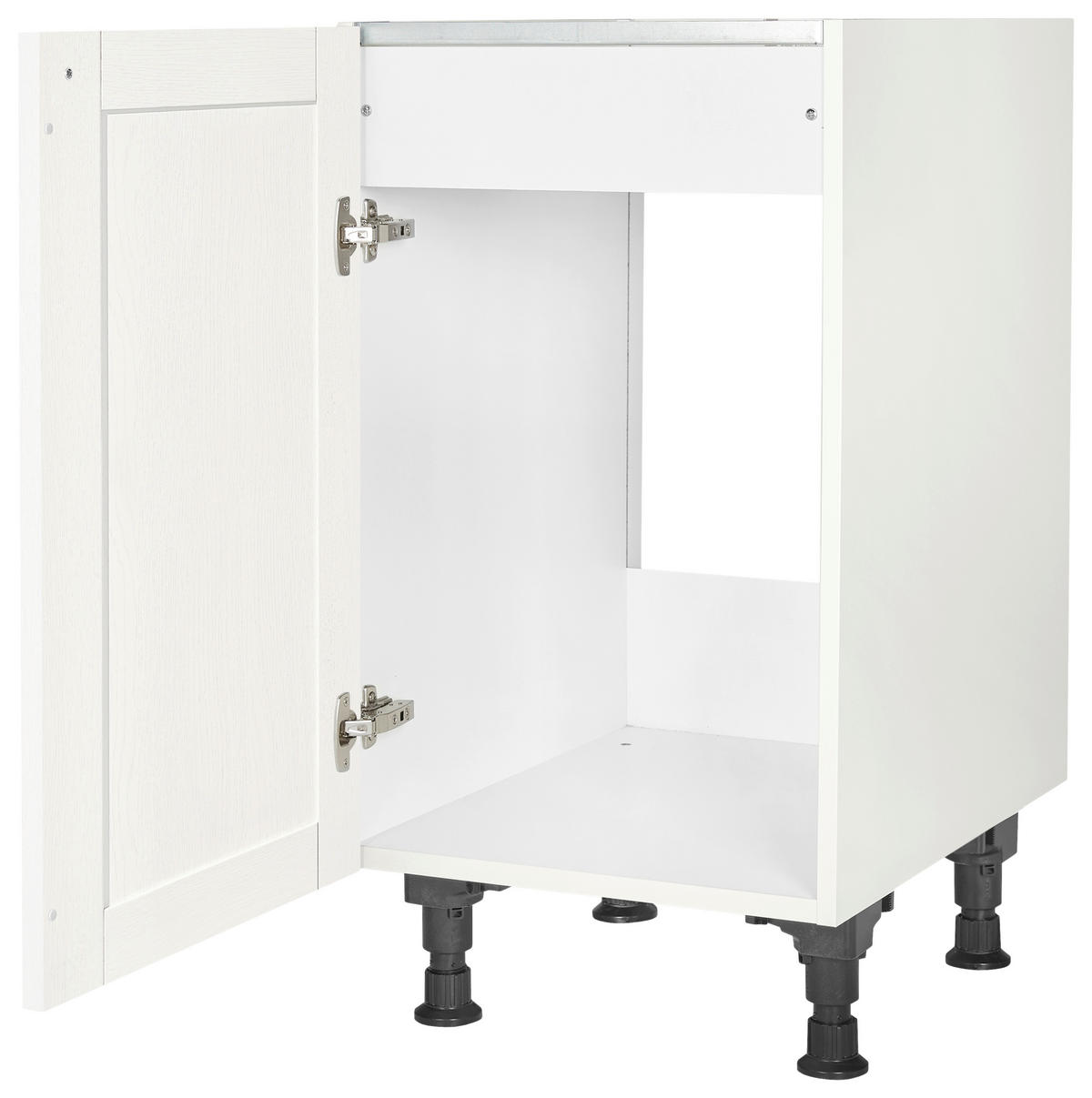 SPÜLENUNTERSCHRANK 45/87/56 cm  in Weiß  - Edelstahlfarben/Weiß, MODERN, Holzwerkstoff/Metall (45/87/56cm) - Nobilia