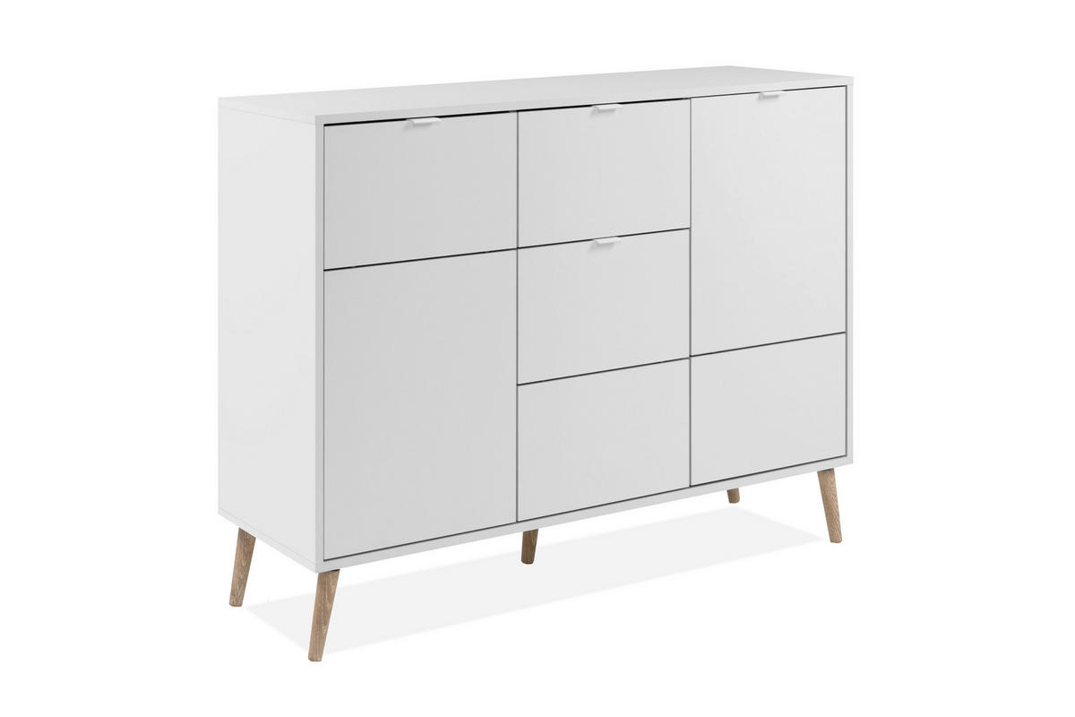KOMMODE Geneva  in 115/91/40 cm  - Eichefarben/Weiß, Design, Holzwerkstoff/Kunststoff (115/91/40cm) - MID.YOU