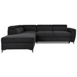ECKSOFA Schwarz Velours  - Schwarz, KONVENTIONELL, Textil/Metall (217/255cm) - Carryhome