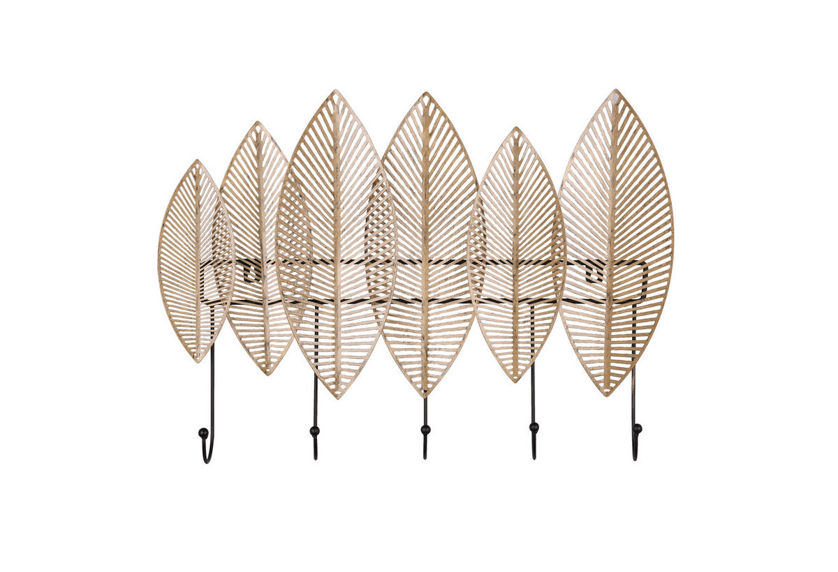 Cuier De Perete Cu Cârlige - auriu, Modern, metal (35/49/6cm) - Carryhome