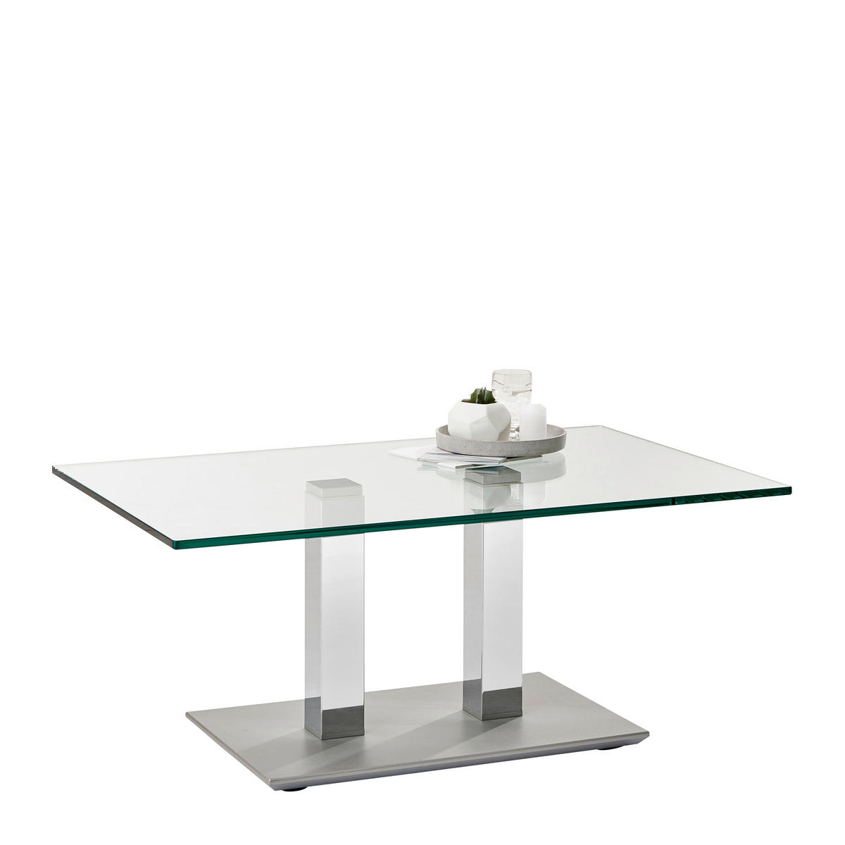 COUCHTISCH Metall, Glas 110/70/46-65 cm  - Chromfarben/Edelstahlfarben, Design, Glas/Kunststoff (110/70/46-65cm)