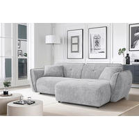 ECKSOFA Nelia Hellgrau Chenille  - Hellgrau/Schwarz, Design, Kunststoff/Textil (252/155cm) - P & B