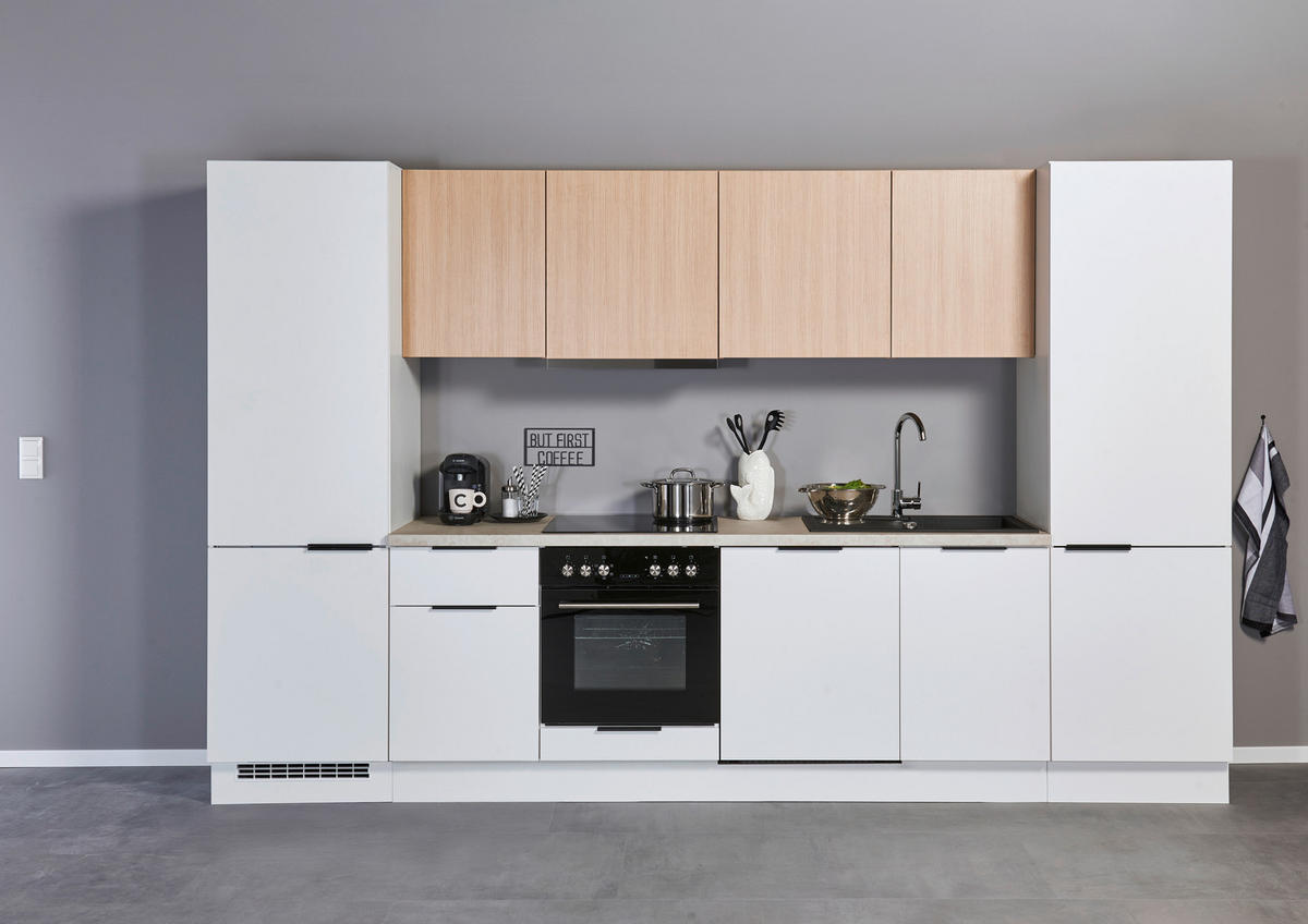 KÜCHENLEERBLOCK 340 cm   in Weiß, Eichefarben  - Eichefarben/Beige, Design, Holzwerkstoff/Metall (340cm) - MID.YOU