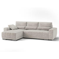 ECKSOFA LOPEZ in Flachgewebe Beige  - Beige/Silberfarben, Design, Kunststoff/Textil (190/296cm) - MID.YOU
