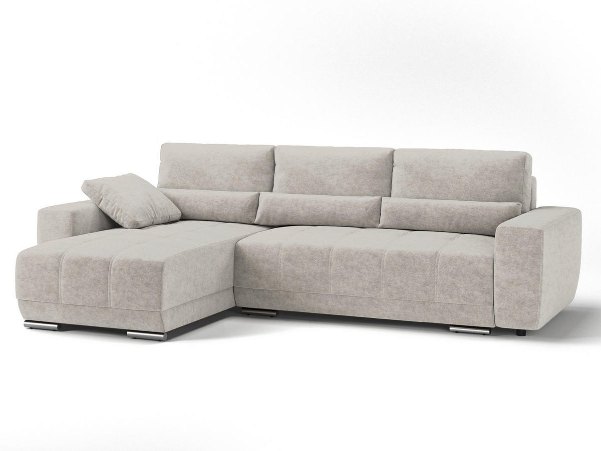 ECKSOFA LOPEZ in Flachgewebe Beige  - Beige/Silberfarben, Design, Kunststoff/Textil (190/296cm) - MID.YOU