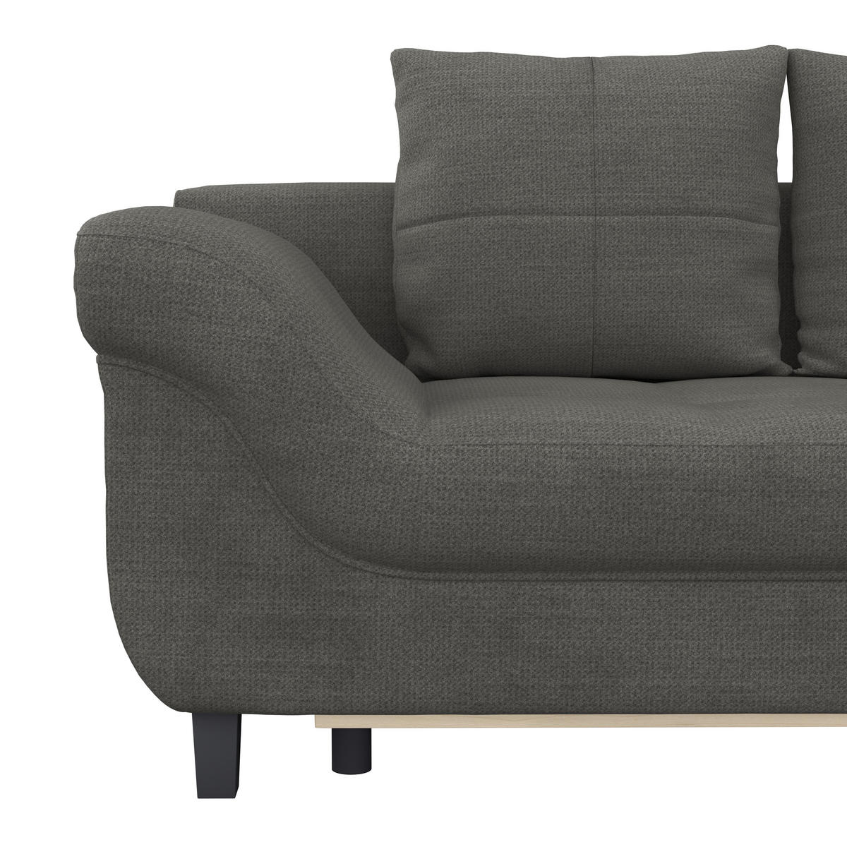 ECKSOFA MENDOZA NEW Anthrazit Chenille, Struktur Zierkissen, Rückenkissen, Bettkasten  - Anthrazit/Schwarz, KONVENTIONELL, Textil (309/197cm) - MID.YOU