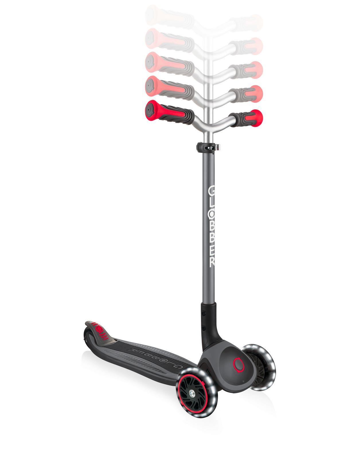 KINDERSCOOTER MASTER LIGHTS  - Rot/Schwarz, Basics (61/37/94cm) - GLOBBER