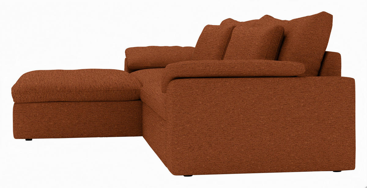 ECKSOFA Flachgewebe Rostfarben  - Rostfarben/Schwarz, Modern, Kunststoff/Textil (198/306cm) - Carryhome