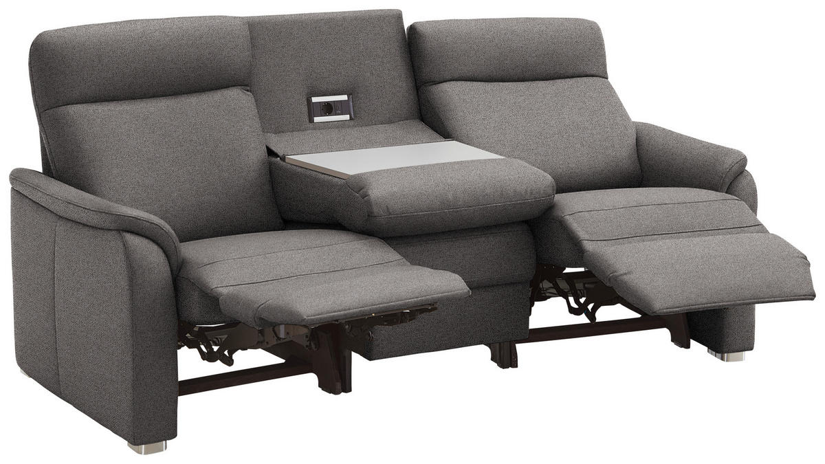 TRAPEZSOFA  in Flachgewebe Dunkelbraun  - Dunkelbraun/Alufarben, KONVENTIONELL, Textil/Metall (218/107/103cm) - Beldomo Comfort