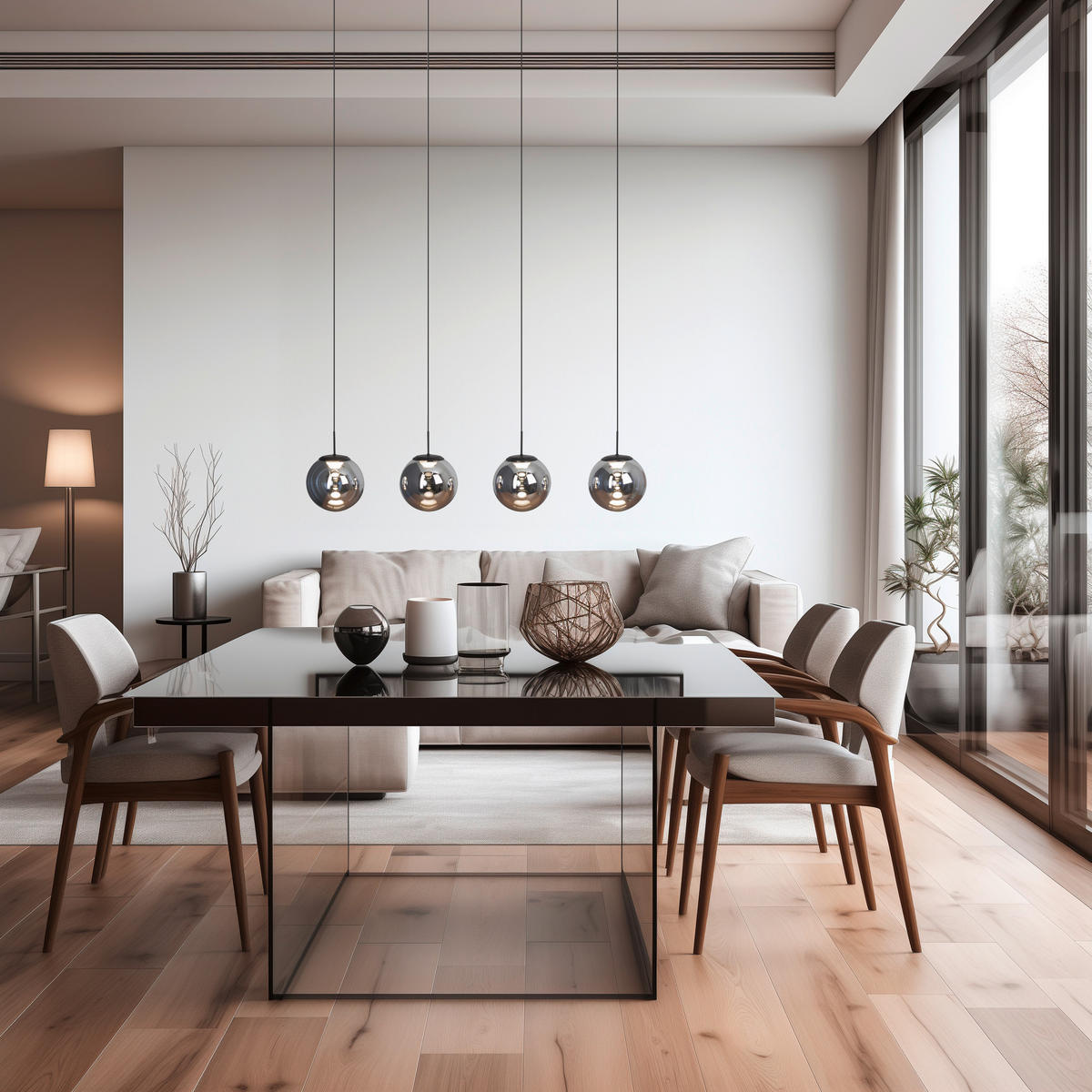 LED-PENDELLEUCHTE 80/15/150 cm  - Silberfarben, Basics, Glas (80/15/150cm)