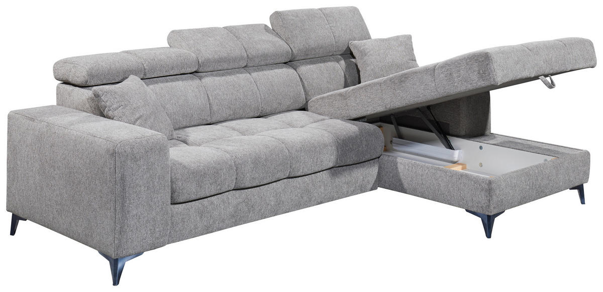 ECKSOFA Taupe Chenille  - Taupe/Schwarz, KONVENTIONELL, Kunststoff/Textil (268/172cm) - Carryhome