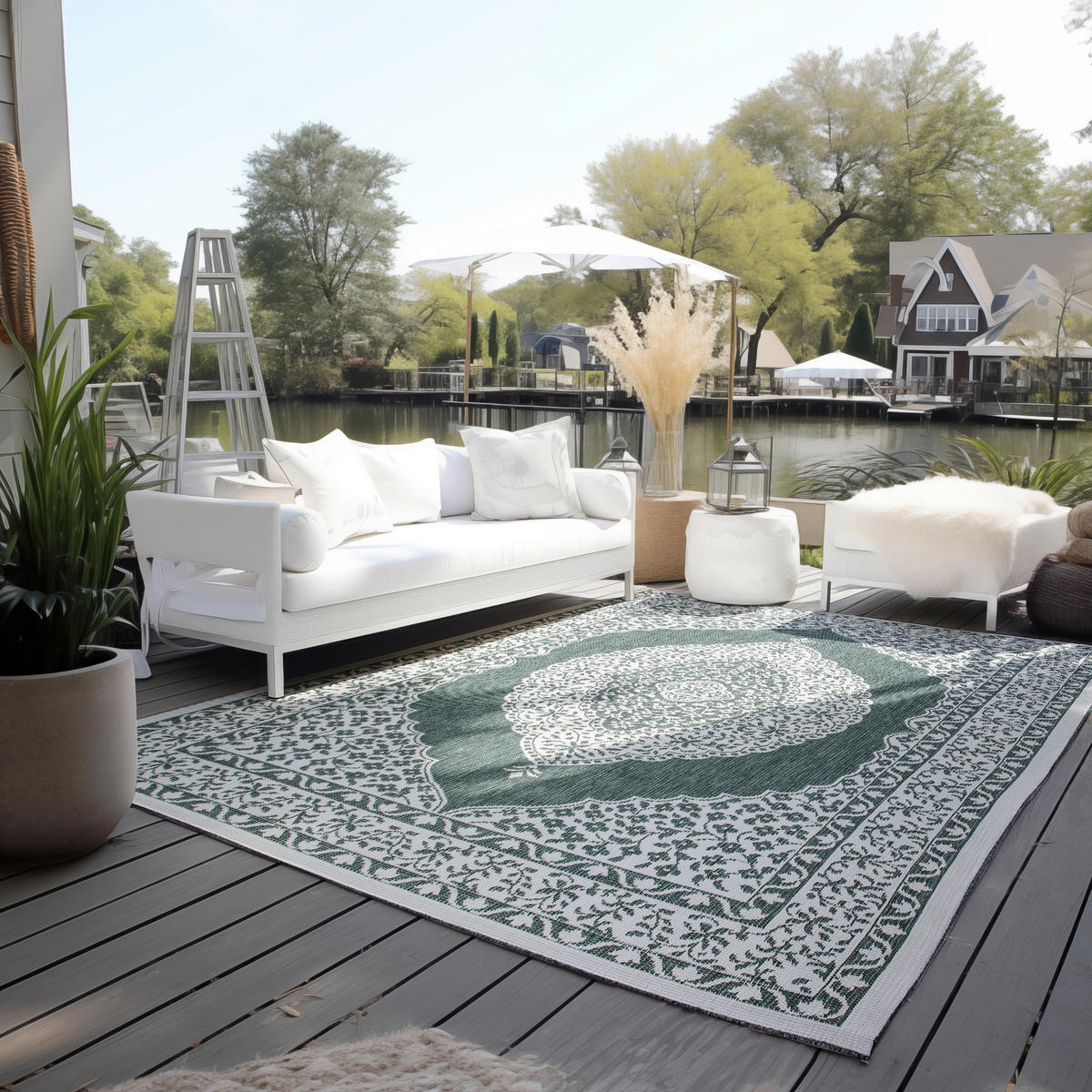 OUTDOORTEPPICH 80/150 cm Gemini Grün, Weiß  - Weiß/Grün, Design, Kunststoff (80/150cm)