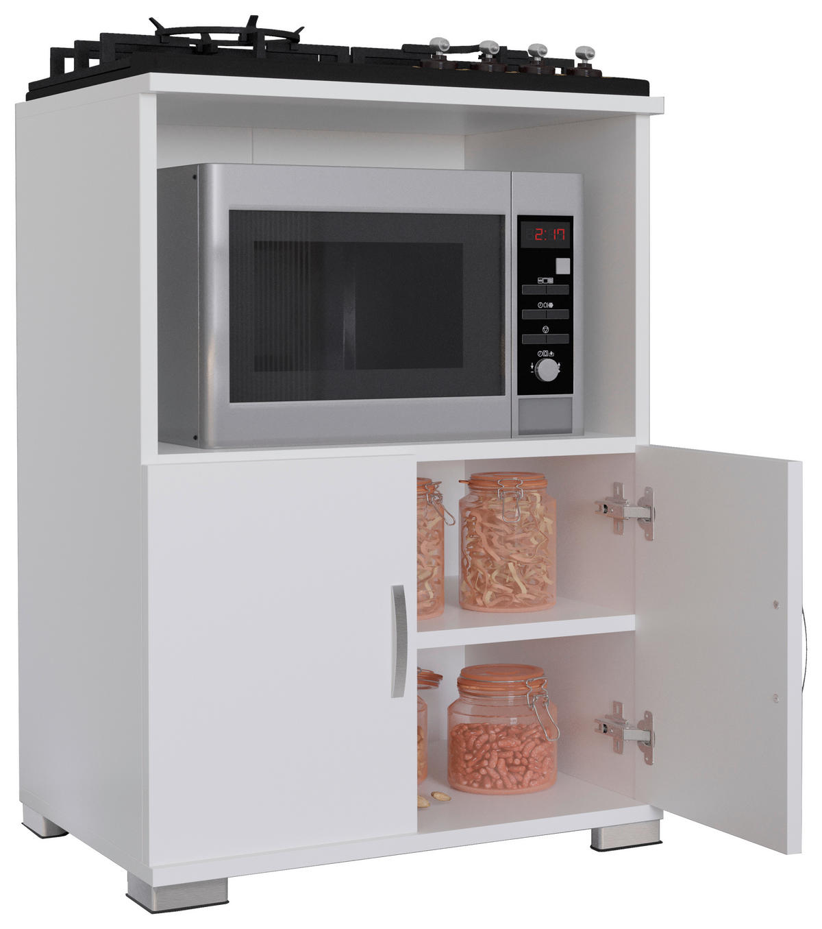 MEHRZWECKSCHRANK 60/85/45 cm  - Weiss/Silberfarben, Design, Holzwerkstoff/Kunststoff (60/85/45cm) - MID.YOU