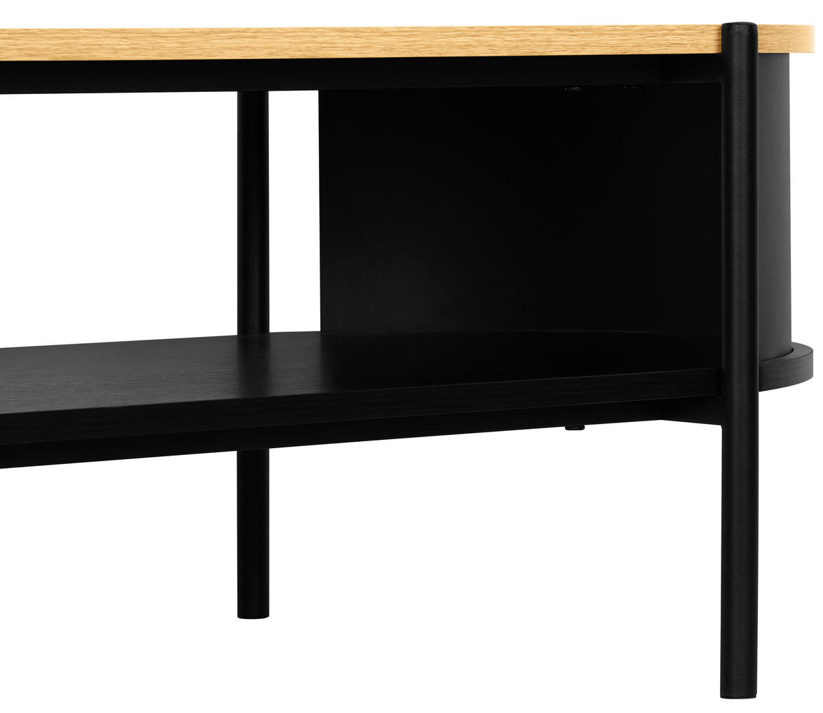 COUCHTISCH 100/54/36,5 cm oval Naturfarben, Schwarz  - Schwarz/Naturfarben, Trend, Holzwerkstoff/Metall (100/54/36,5cm) - Xora