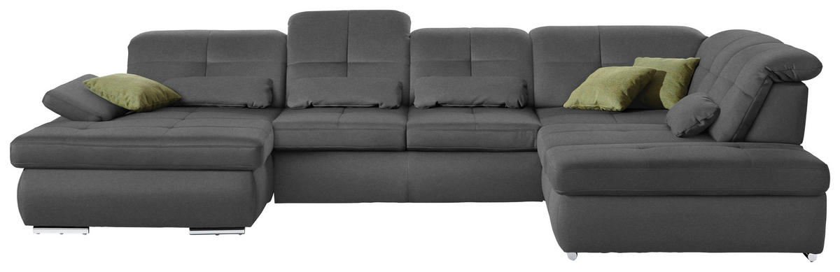 WOHNLANDSCHAFT Mikrofaser Grau  - Chromfarben/Grau, Design, Textil (195/371/260cm) - Beldomo Style