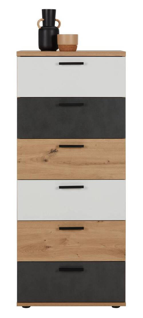 KOMODA,  - Moderno, umetna masa/leseni material (52/125/40cm) - Carryhome