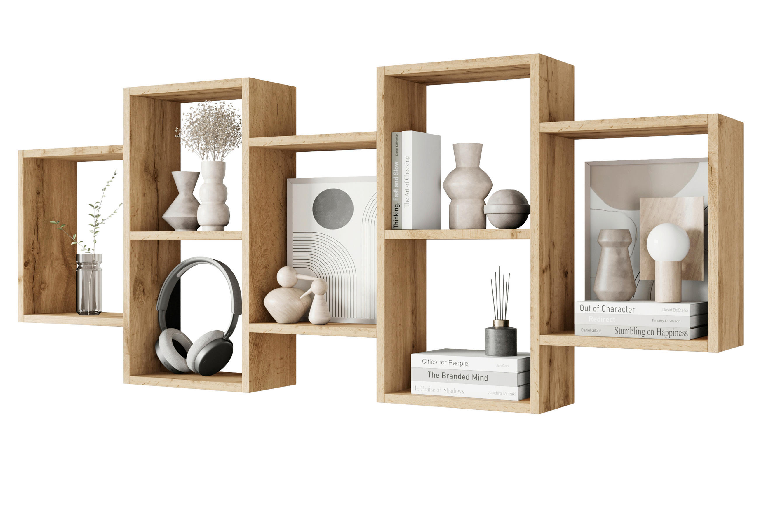 Wandregal Trio 160,8/65/18 cm hrast wotan  - hrast wotan, Basics, leseni material (160,8/65/18cm)