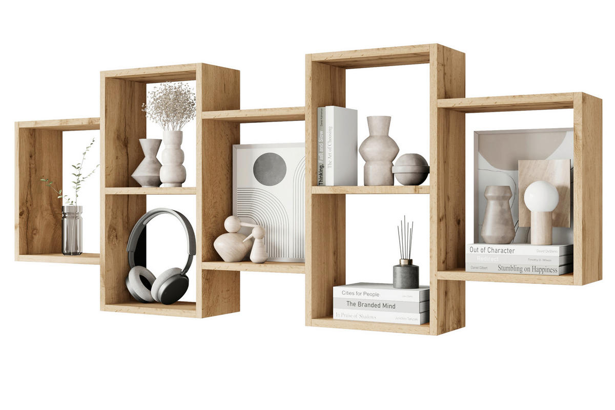 Wandregal Trio 160,8/65/18 cm hrast wotan  - hrast wotan, Basics, leseni material (160,8/65/18cm)