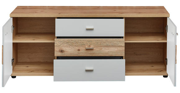 LOWBOARD in 155/60/48 cm - Wildeiche/Hellgrau, Design, Holz/Holzwerkstoff (155/60/48cm) - Novel
