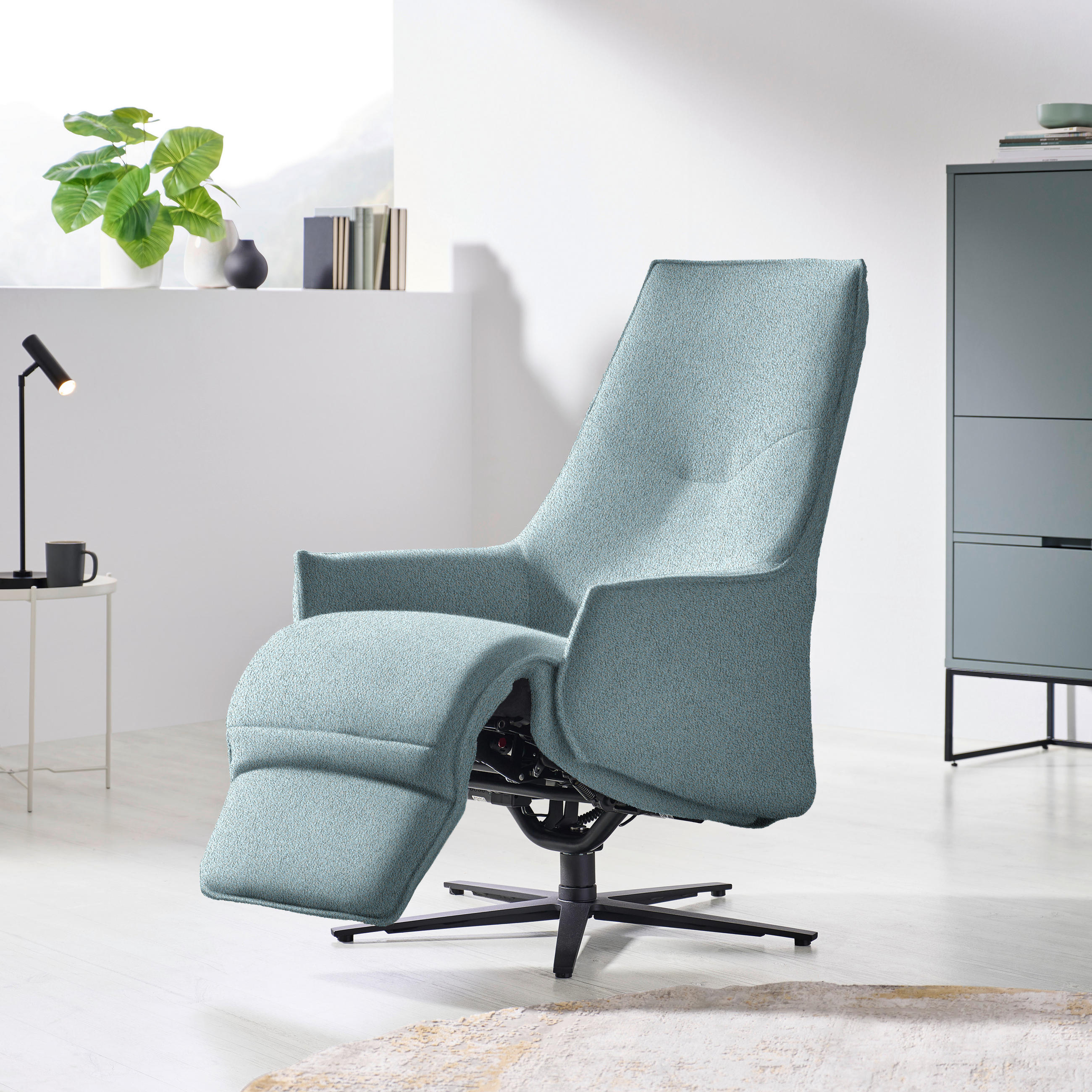 RELAXSESSEL in Textil Hellblau  - Anthrazit/Hellblau, Design, Textil/Metall (70/112/85cm) - Himolla