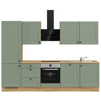 KÜCHENBLOCK 300 cm   in Eichefarben, Schilfgrün  - Schilfgrün/Eichefarben, MODERN, Holzwerkstoff/Metall (300cm) - Nobilia