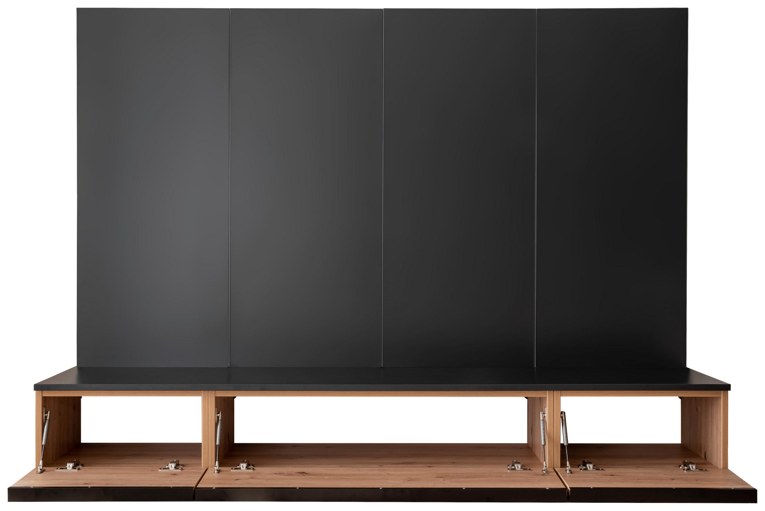 WOHNWAND  in Anthrazit, Eiche Artisan  200/148/45 cm  - Anthrazit/Schwarz, Design, Holzwerkstoff/Metall (200/148/45cm) - Moderano