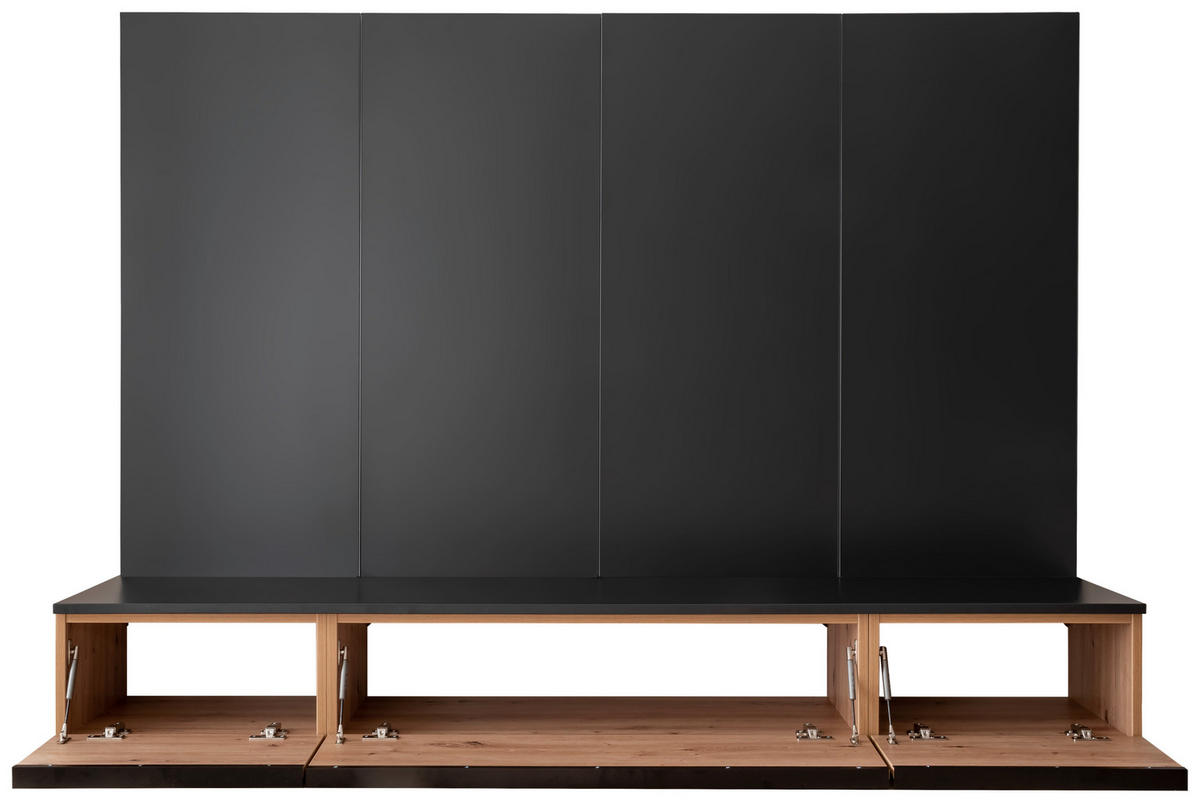 WOHNWAND  in Anthrazit, Eiche Artisan 200/148/45 cm  - Anthrazit/Schwarz, Design, Holzwerkstoff/Metall (200/148/45cm) - Moderano